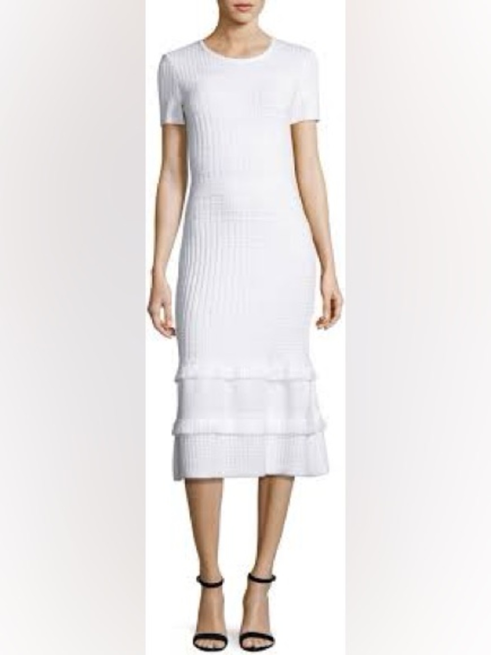 St. John White Textured Knit Dress Size 2 NWT
